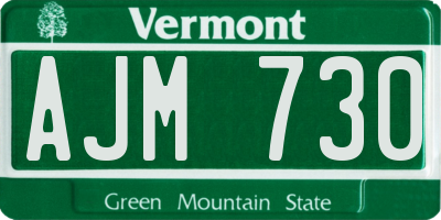 VT license plate AJM730