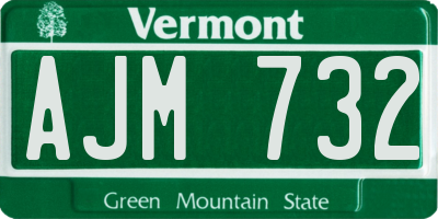 VT license plate AJM732