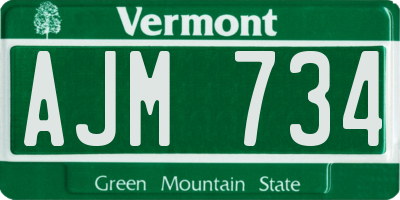 VT license plate AJM734