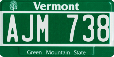 VT license plate AJM738