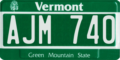 VT license plate AJM740