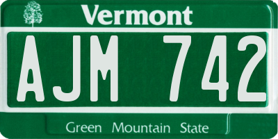 VT license plate AJM742