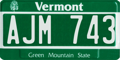 VT license plate AJM743