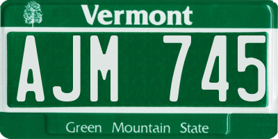 VT license plate AJM745