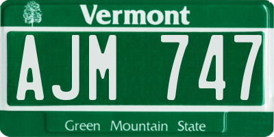 VT license plate AJM747