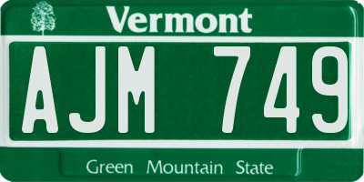 VT license plate AJM749