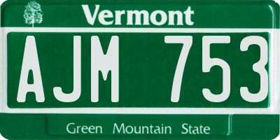 VT license plate AJM753