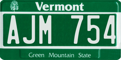 VT license plate AJM754