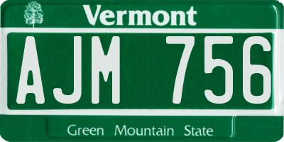 VT license plate AJM756