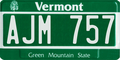 VT license plate AJM757