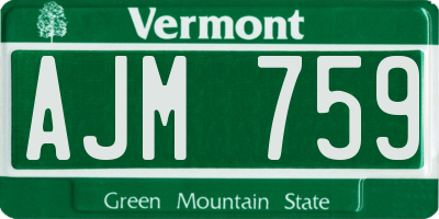 VT license plate AJM759