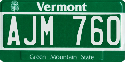 VT license plate AJM760