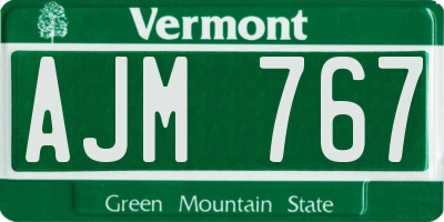 VT license plate AJM767