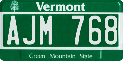 VT license plate AJM768