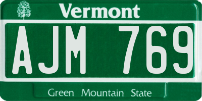 VT license plate AJM769