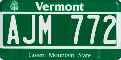 VT license plate AJM772