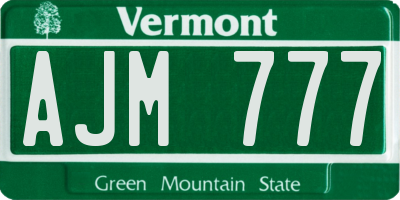 VT license plate AJM777