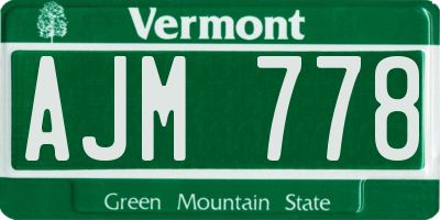 VT license plate AJM778