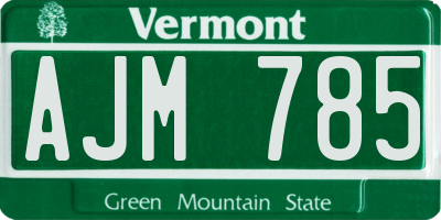VT license plate AJM785