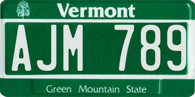 VT license plate AJM789