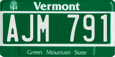 VT license plate AJM791