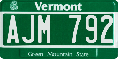 VT license plate AJM792