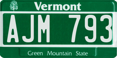 VT license plate AJM793