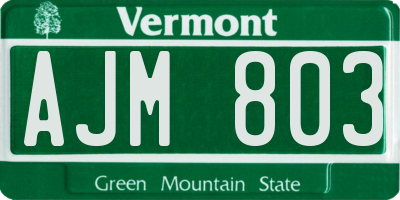 VT license plate AJM803