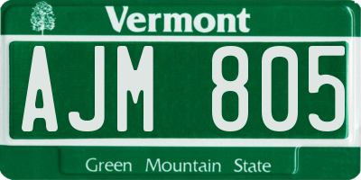 VT license plate AJM805