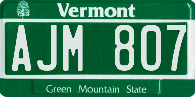 VT license plate AJM807