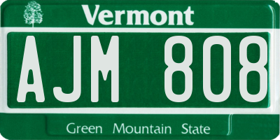 VT license plate AJM808