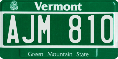 VT license plate AJM810
