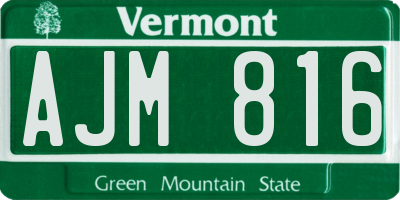 VT license plate AJM816