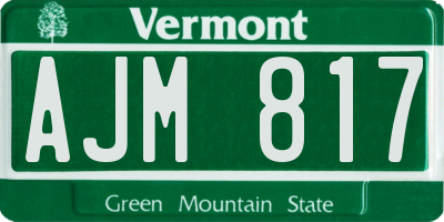 VT license plate AJM817