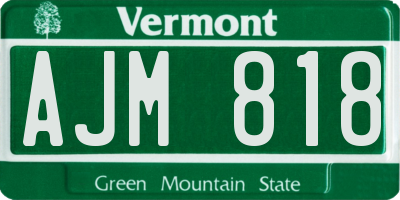 VT license plate AJM818