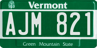 VT license plate AJM821