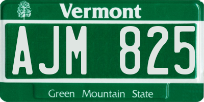 VT license plate AJM825