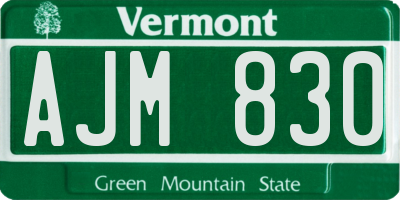 VT license plate AJM830
