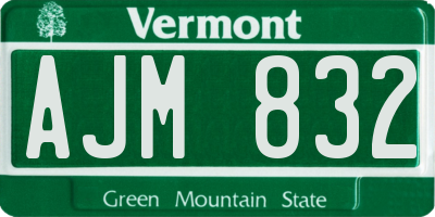 VT license plate AJM832