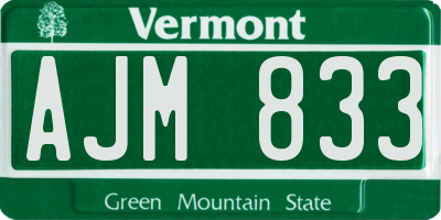 VT license plate AJM833