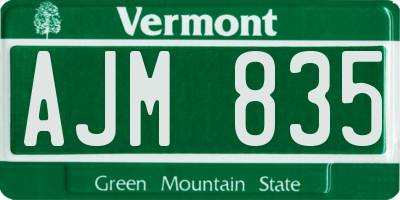 VT license plate AJM835