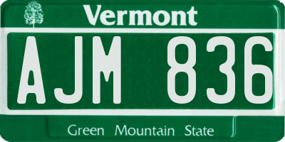 VT license plate AJM836