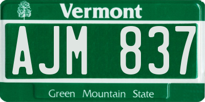VT license plate AJM837