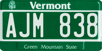 VT license plate AJM838