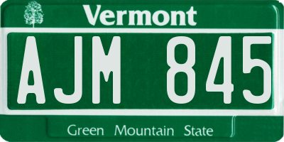 VT license plate AJM845