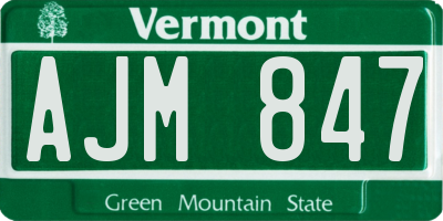 VT license plate AJM847