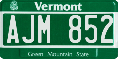 VT license plate AJM852