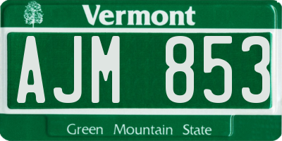 VT license plate AJM853