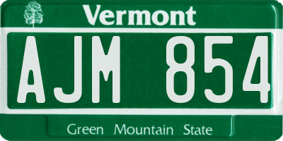 VT license plate AJM854