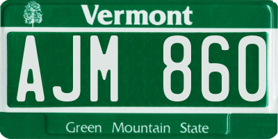 VT license plate AJM860